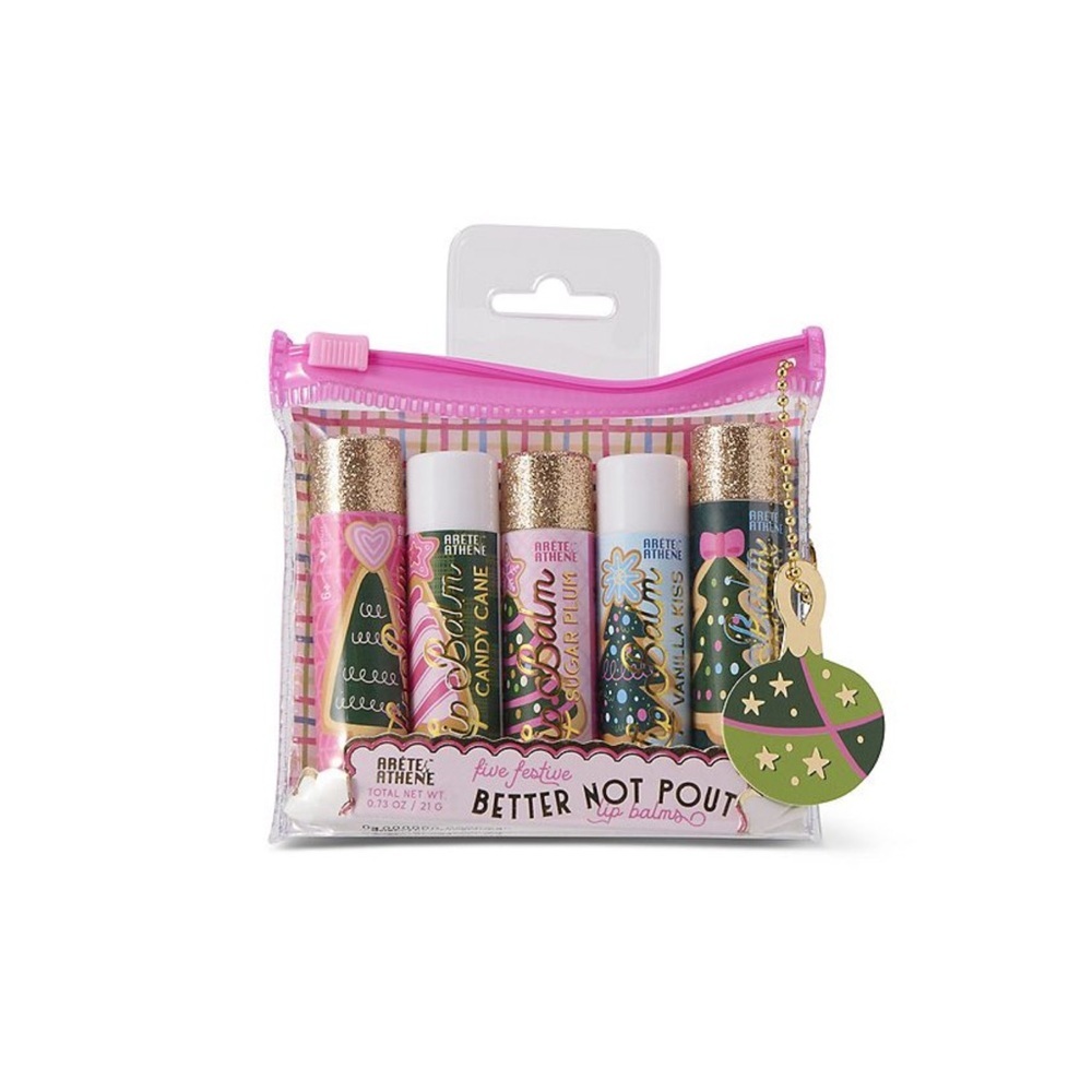 Moisturizing Glitter Cap Lip Gloss Set - Pink & Gold New in Case Christmas